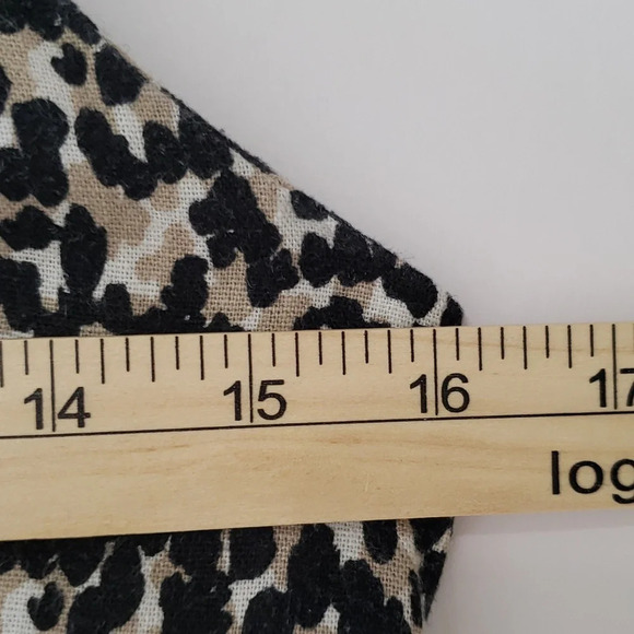 Old Navy Cami Sundress Mini Animal Print Linen Blend Black Tan White Ruffle Hem - Picture 8 of 14